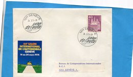 MARCOPHILIE- Lettre -salon Auto Genève Cad  1974- A Voyagé - Philatelic Fairs