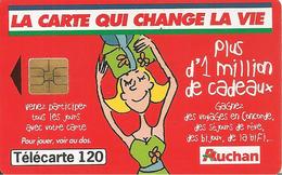 CARTE°-PUBLIC-120U-F 1015A-SO3-09/99-Tirage 4 Millions-AUCHAN ROUGE-N° Série Avec 2 A-UTILISE-TBE-RARE - 1999