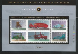 CANADA 1996 HISTORIC VEHICLES 1604 SOUVENIR SHEET VALUE US  $9.00 - 1991-2000