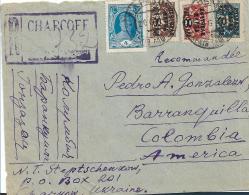 RL254 / - UDSS Charcoff (Ukraine) 1928 Nach Kolumbien Frankiert Mit Provisorien 1927 + Rückseitig Gebührenmarke Von 1925 - Covers & Documents