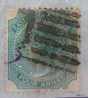 India, 1860 Queen Victoria,	East India Postage, 4As. Heavy Used. SG 71 - Travancore