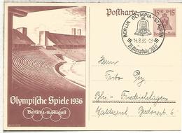 ALEMANIA 1936 JUEGOS OLIMPICOS DE BERLIN ENTERO POSTAL CON MAT ESTADIO OLIMPICO - Ete 1936: Berlin