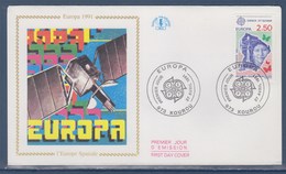 = Europa 1991 Enveloppe 1er Jour 973 Kourou 27.4.91 Timbres 2696 L'Europe Spatiale Guyane Satellite De Télévision - 1991