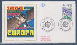 = Europa 1991 Enveloppe 1er Jour Strasbourg 27.4.91 Timbres 2697 L'Europe Spatiale Guyane Satellite De Télévision - 1991