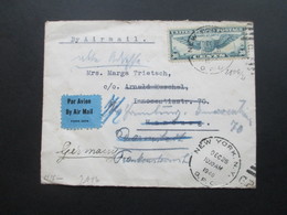 USA 1939 / 40 Flugpostmarke Transatlantikflug New York - Marseille. Air Mail. OKW Zensur. Weitergeleitet / Hands. Vermer - Covers & Documents