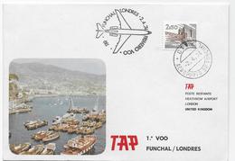 PORTUGAL- Envelope Carimbado 1º Voo TAP Funchal/Londres 2.4.74. - Emissioni Locali