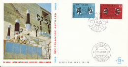 Netherlands Antilles FDC 25-8-1969 Complete Set Of 2 ILO With Cachet - OIT