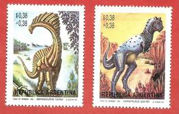 ARGENTINA MNH - 1992 Dinosaurs - 2 X 0.38+0.38 $ Peso - Michel AR 2127 2128 - Unused Stamps