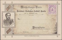 Dresde 1891, Poste Privée Stadtpost Hansa. Entier Postal, Trou Dans La Ruche. Theodor Körner Poète, Soldat Anti Napoléon - Napoléon