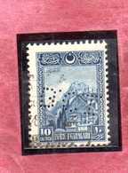 TURCHIA TURKÍA TURKEY REPUBLIC 1926 PERFIN Fortress Of Ankara 10g USATO USED  OBLITERE' - Used Stamps