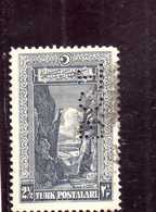 TURCHIA TURKÍA TURKEY REPUBLIC 1926 PERFIN Sakarya Gorge 2 1/2g USATO USED  OBLITERE' - Usados