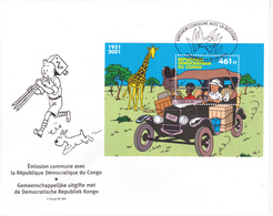 B01-001-1  3049 Congo BD  FDC  Afrika Congo Rare Kuifje En Bobby - Tintin Et Milou Hergé 31-12-2001  Kinshasa 1 €15 - 2001-2010