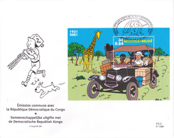 B01-005-1  3049  BD P1396 FDC  Afrika Congo Rare Kuifje En Bobby - Tintin Et Milou Hergé 31-12-2001 2800 Mechelen €15 - 2001-2010