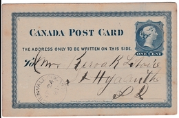 Entier Postal Acton Vale Québec 1881 Canada One Cent - 1860-1899 Regno Di Victoria