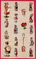 Petite Planche De DECOUPIS ANCIENS Fin XIXe Numérotés (échantillons ?) Enfants Et Divers * Chromo Chromos - Enfants