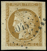 EMISSION DE 1849 1    10c. Bistre-jaune, Obl. PC 3045, Marges énormes, Superbe - 1849-1850 Cérès