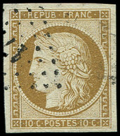 EMISSION DE 1849 1    10c. Bistre-jaune, Obl. PC, Superbe. Br - 1849-1850 Ceres
