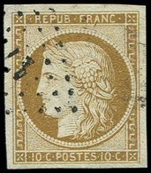 EMISSION DE 1849 1    10c. Bistre-jaune, Obl. PC, Superbe. Br - 1849-1850 Cérès