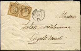 Let EMISSION DE 1849 1    10c. Bistre-jaune, PAIRE Obl. PC 2128 S. LSC, Càd T15 MONTPELLIER 6/52, TTB. C - 1849-1850 Ceres