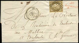 Let EMISSION DE 1849 1b   10c. Bistre VERDATRE, Obl. GRILLE S. LAC, Càd T15 TOULOUSE 18/12/51 Et Cursive ROUGE 30/LEGUEV - 1849-1850 Ceres