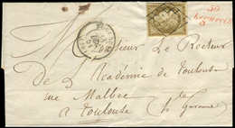 Let EMISSION DE 1849 1b   10c. Bistre VERDATRE, Obl. GRILLE S. LAC, Càd T15 TOULOUSE 18/12/51 Et Cursive ROUGE 30/LEGUEV - 1849-1850 Cérès