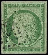 EMISSION DE 1849 2    15c. Vert, Obl. Losange DS2, TB. Br - 1849-1850 Cérès
