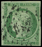 EMISSION DE 1849 2    15c. Vert, Obl. Los. DS2, TB. C - 1849-1850 Ceres