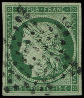 EMISSION DE 1849 2b   15c. Vert FONCE, Obl. ETOILE, Frais Et TB - 1849-1850 Ceres