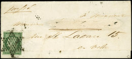 Let EMISSION DE 1849 2c   15c. Vert TRES FONCE, Bien Margé, Obl. ETOILE S. LSC, Au Verso Càd PARIS (60) 2/12/52, Nom Du  - 1849-1850 Ceres