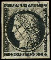 EMISSION DE 1849 3a   20c. Noir Sur Blanc, Oblitéré GRILLE, TB/TTB - 1849-1850 Ceres