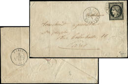 Let EMISSION DE 1849 3    20c. Noir Sur Jaune, Touché, Obl. Càd T15 BESANCON 1 JANV 49 S. Env., Càd Répété à Côté, Les 2 - 1849-1850 Ceres