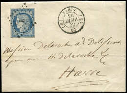 Let EMISSION DE 1849 4    25c. Bleu, Obl. Los. E S. LAC, Càd (E) PARIS (E) 26/1/52, TTB - 1849-1850 Ceres
