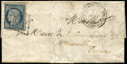 Let EMISSION DE 1849 4    25c. Bleu Défect., Obl. GRILLE S. LAC, Càd CORPS EXPEDre D'ITALIE Qer GENERAL 13/6/52, RR, Cot - 1849-1850 Cérès