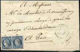 Let EMISSION DE 1849 4    25c. Bleu, PAIRE (1 Ex. Filet Coupé) Obl. PC 1997 Sur LAC Adressée Aux Membres De La Commissio - 1849-1850 Ceres