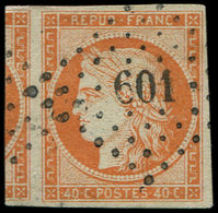 EMISSION DE 1849 5    40c. Orange, Oblitéré PC 601, Voisin à Gauche, TTB/Superbe. Br - 1849-1850 Cérès