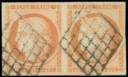 EMISSION DE 1849 5    40c. Orange, PAIRE Oblitérée GRILLE, TB. C - 1849-1850 Ceres