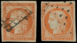 EMISSION DE 1849 5    40c. Orange, 2 Nuances Obl. Grille Et Gros Points, TB. J - 1849-1850 Ceres