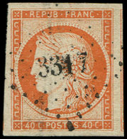 EMISSION DE 1849 5a   40c. Orange Vif, Grandes Marges, Voisin à Droite, Obl. PC 3317, TTB/Superbe - 1849-1850 Ceres