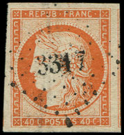 EMISSION DE 1849 5a   40c. Orange Vif, Grandes Marges, Voisin à Droite, Obl. PC 3317, TTB/Superbe - 1849-1850 Cérès