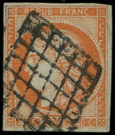 EMISSION DE 1849 5d   40c. Orange, 4 RETOUCHE, Obl. GRILLE, Restauré, B/TB. Br - 1849-1850 Ceres