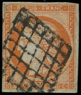 EMISSION DE 1849 5d   40c. Orange, 4 RETOUCHE, Obl. GRILLE, Restauré, B/TB. Br - 1849-1850 Cérès