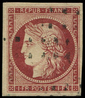 EMISSION DE 1849 6     1f. Carmin, Obl. GROS POINTS Légers, TTB. C - 1849-1850 Cérès