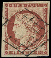 EMISSION DE 1849 6     1f. Carmin, Oblitéré GRILLE, TTB - 1849-1850 Ceres