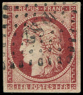 EMISSION DE 1849 6     1f. Carmin, Oblitéré Los. DS2, TTB. C - 1849-1850 Cérès