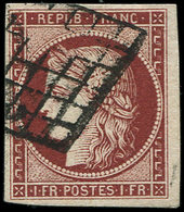 EMISSION DE 1849 6b    1f. Carmin Foncé, Obl. GRILLE, Nuance Soutenue, TTB. C - 1849-1850 Ceres