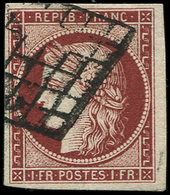 EMISSION DE 1849 6b    1f. Carmin Foncé, Obl. GRILLE, Nuance Soutenue, TTB. C - 1849-1850 Cérès