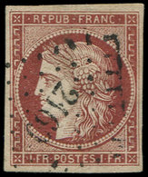 EMISSION DE 1849 6B    1f. Carmin-brun, Obl. PC 2160 De MOREZ Du JURA, TB. C - 1849-1850 Cérès