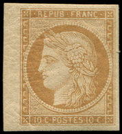 ** EMISSION DE 1849 R1f  10c. Bistre-jaune, REIMPRESSION, Bdf, TB. C - 1849-1850 Cérès