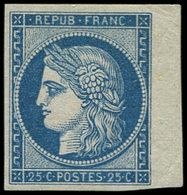 * EMISSION DE 1849 R4d  25c. Bleu, REIMPRESSION, Petit Bdf, Infime Point Clair, Sinon TB - 1849-1850 Cérès