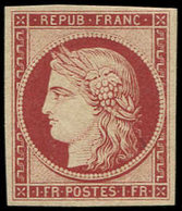 ** EMISSION DE 1849 R6f   1f. Carmin, REIMPRESSION, Fraîcheur Postale, TTB - 1849-1850 Cérès